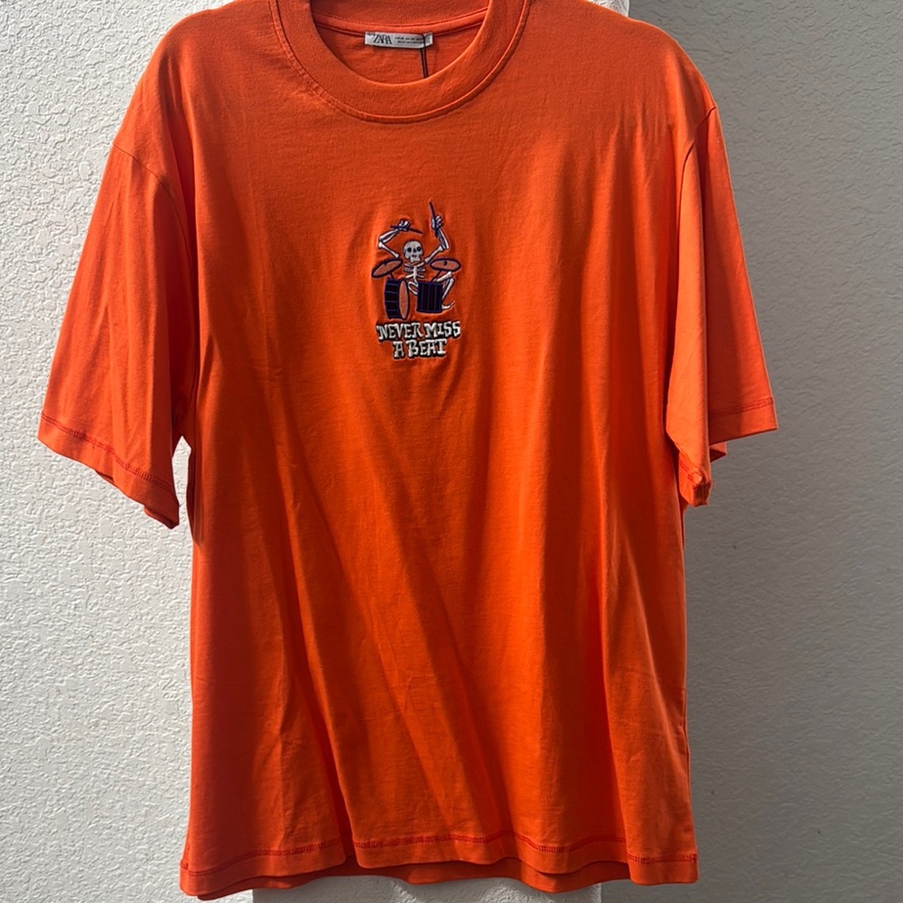 Zara Orange Graphic Men's Shirt